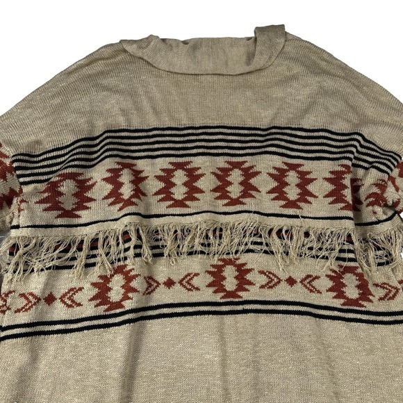 Cardigan Duster Sweater Women's XXL Brown Aztec Southwestern Fringe NWT Maurices - Picture 9 of 9